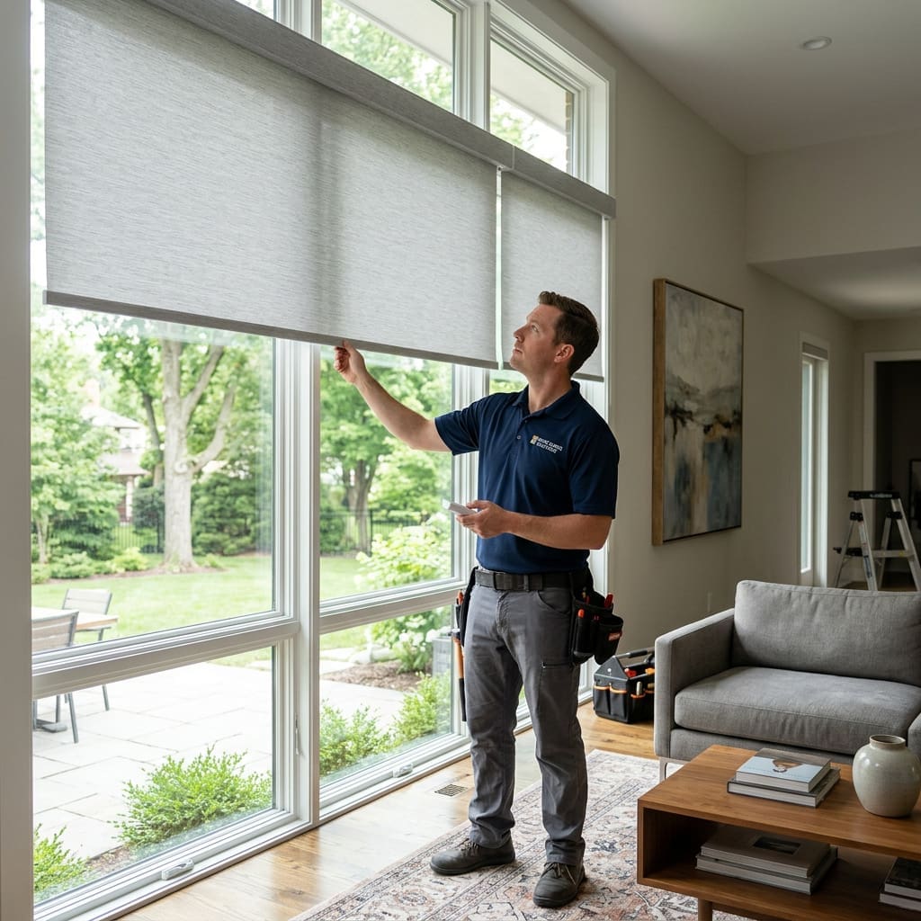 InStyle Blinds IN - a professional window treatment installer tests motorized roller shades.